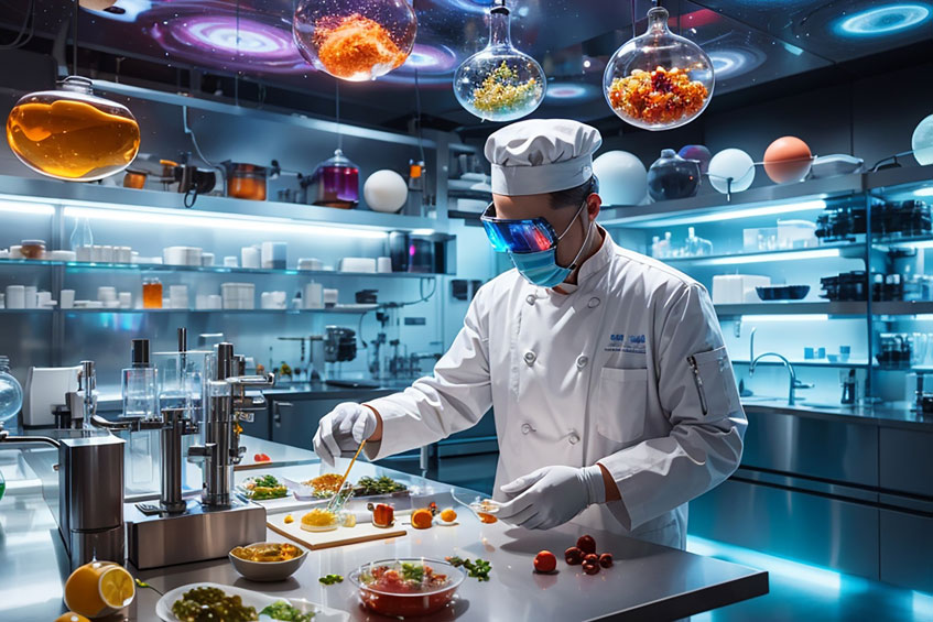 futuristischer koch in küche